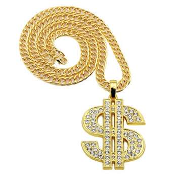Men's AHIER Gold Chain with Dollar Sign Pendant Necklace