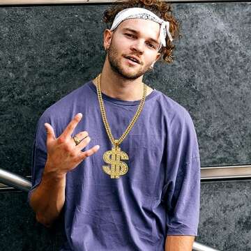 Men's AHIER Gold Chain with Dollar Sign Pendant Necklace