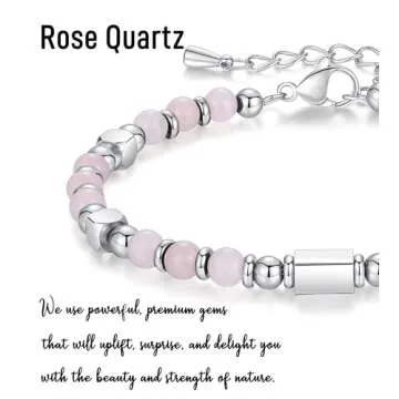 10 Year Old Girl Birthday Gifts for 10 Year Old Girl Trendy Happy 10th Birthday Decorations Rose Quartz Bracelets for Girls Daughter Granddaughter Double Digits Birthday Girl Jewelry 8-12