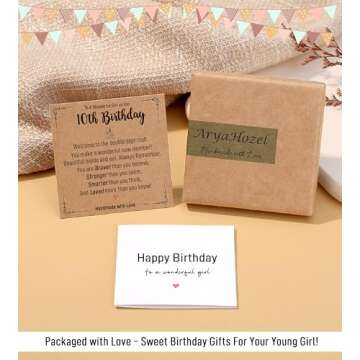 10 Year Old Girl Birthday Gifts for 10 Year Old Girl Trendy Happy 10th Birthday Decorations Rose Quartz Bracelets for Girls Daughter Granddaughter Double Digits Birthday Girl Jewelry 8-12