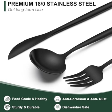 Matte Black Silverware Set by Wildone for Elegant Dining