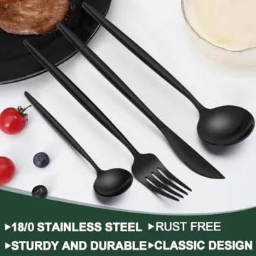 Matte Black Silverware Set by Wildone for Elegant Dining