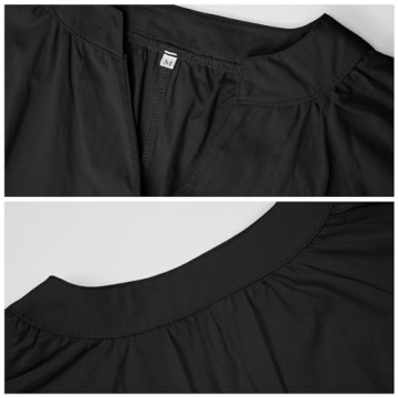 DMOYALA Oversized Dress for Women Lantern Long Sleeve Long Dress Casual V Neck Cotton Maxi Dress Plus Size Lounge Shirt Dress with Pockets Black Shirt Dress Women Maxi Dress 5XL