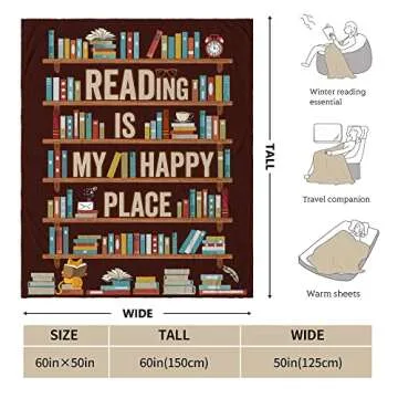 CUJUYO Book Lovers Gifts Blanket - Librarian Gifts Throw Blankets 60"x50" - Book Club Gifts for Read...