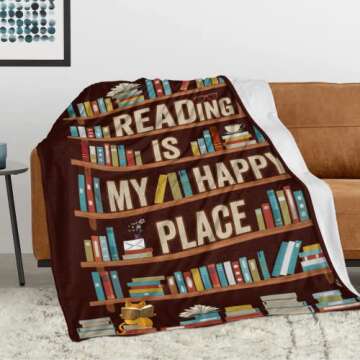 CUJUYO Book Lovers Gifts Blanket - Librarian Gifts Throw Blankets 60"x50" - Book Club Gifts for Reading Lover Bookish - Literary Gift Ideas - Best Bookworm Gifts on Birthday Christmas Graduation