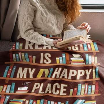 CUJUYO Book Lovers Gifts Blanket - Librarian Gifts Throw Blankets 60"x50" - Book Club Gifts for Reading Lover Bookish - Literary Gift Ideas - Best Bookworm Gifts on Birthday Christmas Graduation