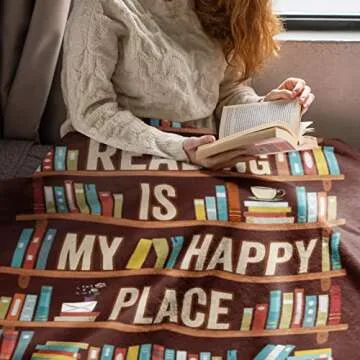 CUJUYO Book Lovers Gifts Blanket - Librarian Gifts Throw Blankets 60"x50" - Book Club Gifts for Reading Lover Bookish - Literary Gift Ideas - Best Bookworm Gifts on Birthday Christmas Graduation