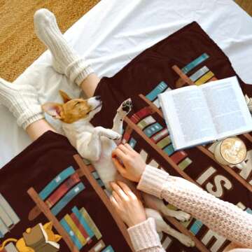 CUJUYO Book Lovers Gifts Blanket - Librarian Gifts Throw Blankets 60"x50" - Book Club Gifts for Reading Lover Bookish - Literary Gift Ideas - Best Bookworm Gifts on Birthday Christmas Graduation