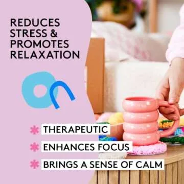 SPINNY Punch Needle Kit, Set of 6 Coasters, Includes Beginner Video Tutorials and Instructions, Beginner Punch Stitch for Adults, Mug Rug Punch Needle Kit,