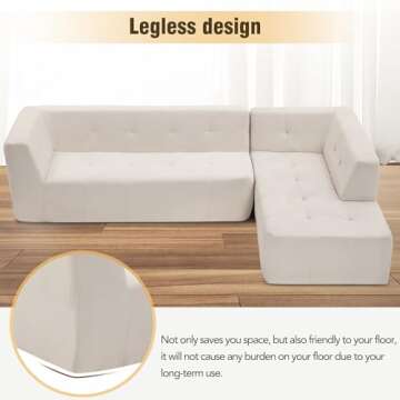 SCANORDIC 110.2" Modular Sectional Sofa Couch, Soft Modern Cotton Chenille Fabric Upholstered Minimalist Sofa, L Shaped Couch with Reversible Chaise for Living Room, Apartment, Beige