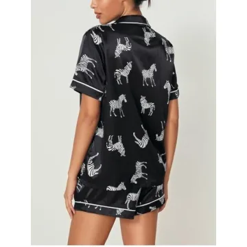 WDIRARA Women's Cute Zebra Print Pajama Set for Sleep