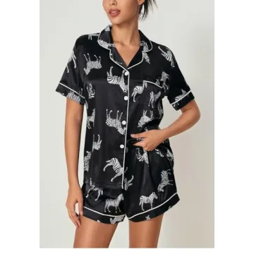 WDIRARA Women's Cute Zebra Print Pajama Set for Sleep