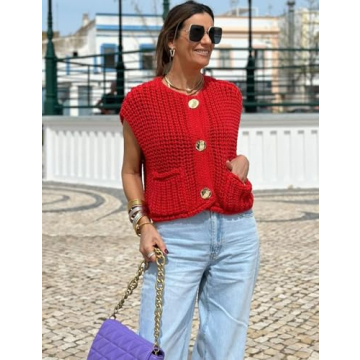 Arssm Button Down Sweater Vest for Women in Trendy Style