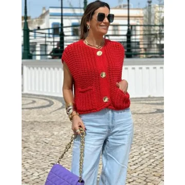 Arssm Button Down Sweater Vest for Women in Trendy Style