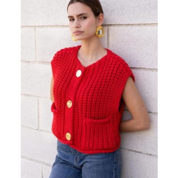 Arssm Button Down Sweater Vest for Women in Trendy Style