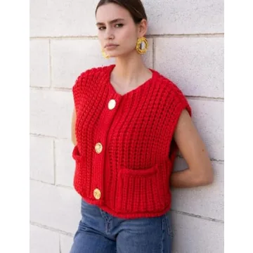 Arssm Button Down Sweater Vest for Women in Trendy Style