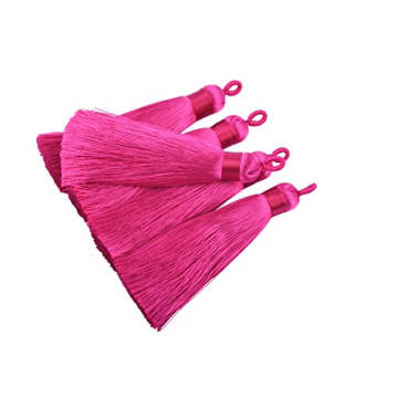 KONMAY 10pcs 3.4''(8.5cm) Handmade Imitation Silk Tassels with Hanging Loop for Jewelry Making (Rose...