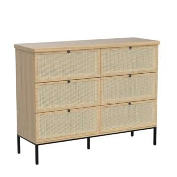 Brafab Natural Rattan 6 Drawer Dresser for Chic Storage