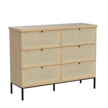 Brafab Natural Rattan 6 Drawer Dresser for Chic Storage