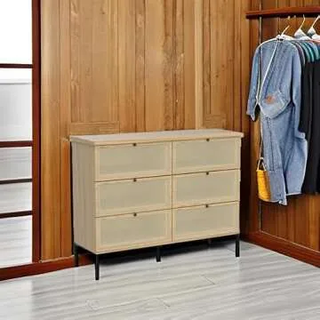 Brafab Natural Rattan 6 Drawer Dresser for Chic Storage