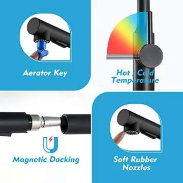 CREA Bar Sink Faucet Kitchen Faucets Black with Pull Down Sprayer RV Small Mini Sink Faucet Magnetic Docking for Laundry Outdoor Camper