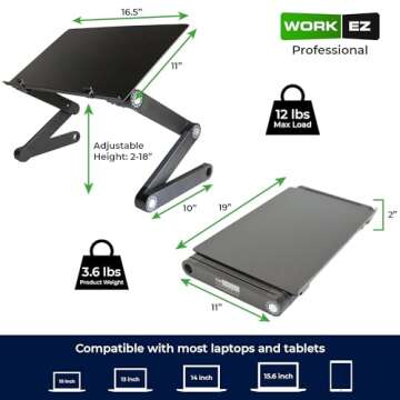 WorkEZ Adjustable Laptop Stand for Desk - Ergonomic & Portable