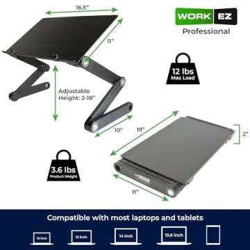 WorkEZ Adjustable Laptop Stand for Desk - Ergonomic & Portable