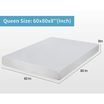 PayLessHere 8 Inch Queen Gel Memory Foam Mattress Fiberglass Free/CertiPUR-US Certified/Bed-in-a-Box/Cool Sleep & Comfy Support
