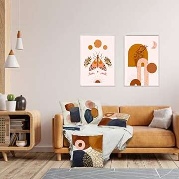 Jartinle Burnt Orange Abstract Throw Pillow Covers 18x18 Set of 4 Mid Century Modern Pillow Covers G...