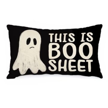 AACORS Halloween Pillow Cover 12X20 Inch Ghost Funny Halloween Saying Decoration Holiday Farmhouse P...