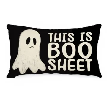 AACORS Halloween Pillow Cover 12X20 Inch Ghost Funny Halloween Saying Decoration Holiday Farmhouse P...