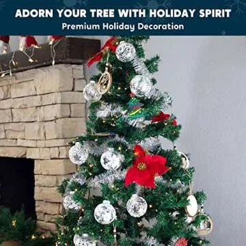 Joiedomi 12 Pcs White & Clear Christmas Ball Ornaments