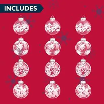 Joiedomi 12 Pcs White & Clear Christmas Ball Ornaments