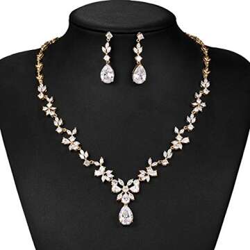 Cubic Zirconia Bridal Necklace & Earring Set - WeimanJewelry