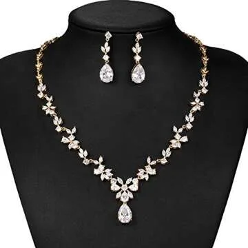 Cubic Zirconia Bridal Necklace & Earring Set - WeimanJewelry