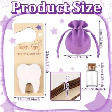 DoubleFill 3 Pcs Tooth Fairy Holder Bag Fairy Door Hanger with Money Slot Keepsake Bottle Velvet Pou...