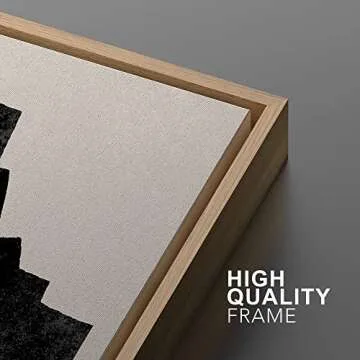 MUDECOR Framed Canvas Print Wall Art Geometric Mid-Century Dark Black Polygon Abstract Shapes Illustrations Minimalism Decorative Bohemian Nordic for Living Room, Bedroom, Office - 24"x36" Natural