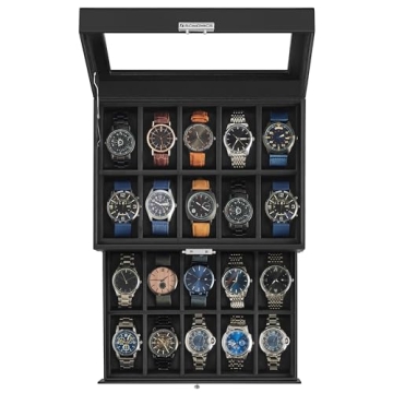 SONGMICS 20-Slot Watch Box - Elegant Lockable Organizer for Watches