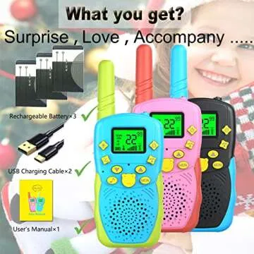 POKPOW Kids Walkie Talkies 3 Pack Rechargeable Toys