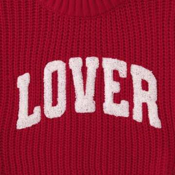 AG AGUU Valentines Sweater for Toddler Baby Girl Boy Lover Letter Embroidery Knit Pullover Tops Holiday Outfits Clothes(Red,3T)