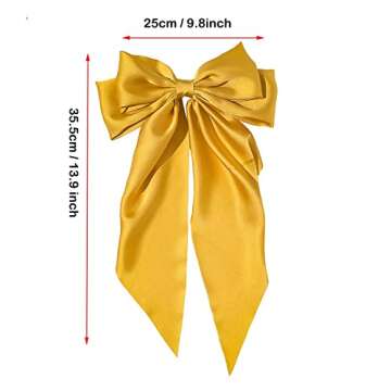 SALOCY Satin Hair Bows, Big Ribbon Bows Hair Barrettes Clip Hair Accessories for Women Girls, 4 Colo...