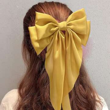 SALOCY Satin Hair Bows, Big Ribbon Bows Hair Barrettes Clip Hair Accessories for Women Girls, 4 Colors