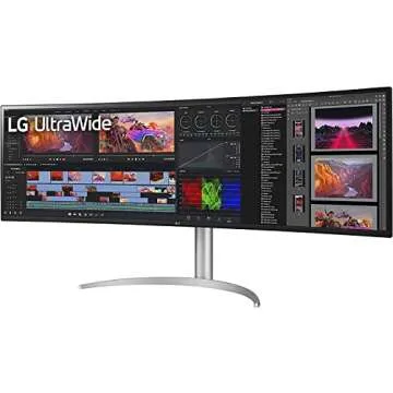 LG 49WQ95C-W 49 Inch 32:9 Curved UltraWide DQHD (5120 x 1440) Nano IPS Monitor, NVIDIA G-SYNC Compatible & AMD FreeSync Premium Pro, HDMI 2.1 & USB Type-C (90W PD), Tilt/Height/Swivel Adjustable