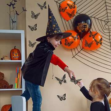 SAOROPEB 3D Butterfly Decor 48 Pcs Metallic Removable Stickers