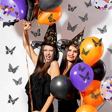 SAOROPEB 3D Butterfly Decor 48 Pcs Metallic Removable Stickers