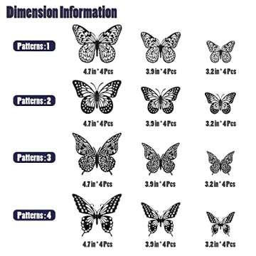 SAOROPEB 3D Butterfly Decor 48 Pcs Metallic Removable Stickers