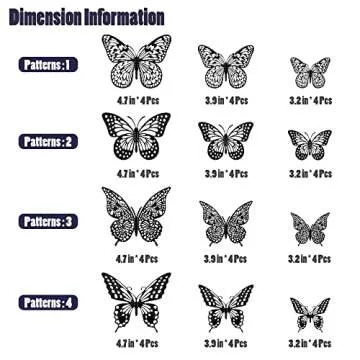 SAOROPEB 3D Butterfly Decor 48 Pcs Metallic Removable Stickers