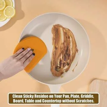 Silicone Dough Scraper with Stainless Steel Sheet, Curved Edge Flexible Bowl Scraper for Baking, Food Grade Silicone Bench Scraper for Sourdough Bread Proofing Basket, Set of 2, Gray & Orange,SAPID