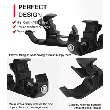 Flashlight Holder Bracket Mount for Jeep - Suitable for 2018-2025 Jeep Wrangler Unlimited 4-Door JL & 2020-2025 Jeep Gladiator JT