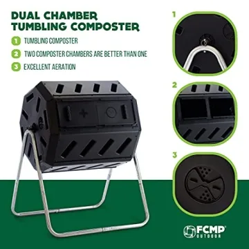 Dual Chamber 37 Gallon Composter for Yard & Kitchen Waste